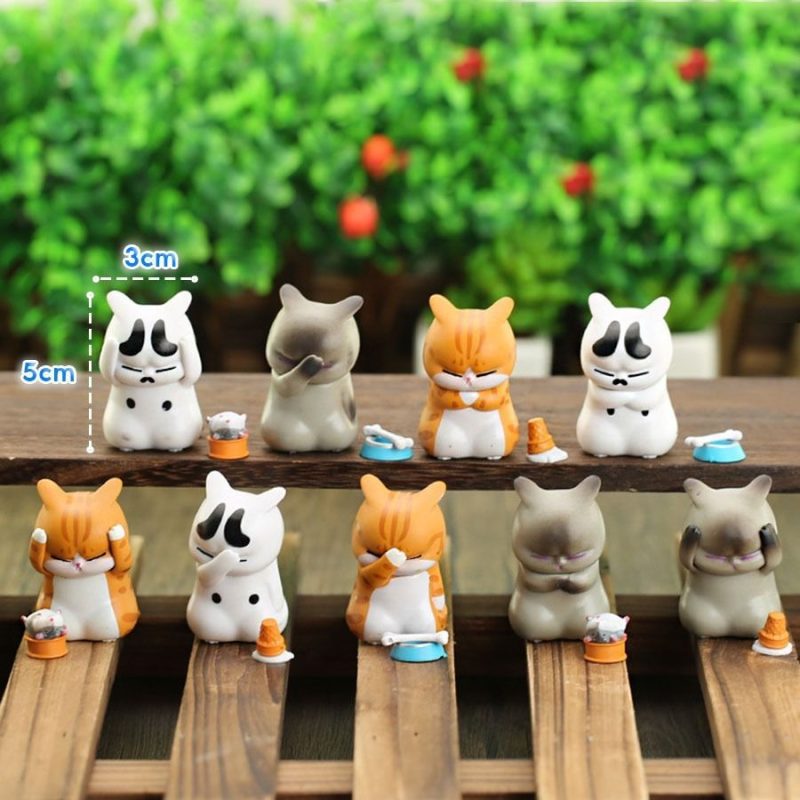 Set 9 Mô Hình Mèo Hoàng Thượng Biểu Cảm Cute - Tượng Trang Trí Tiểu Cảnh, Decor Bàn Làm Việc, Quà Tặng